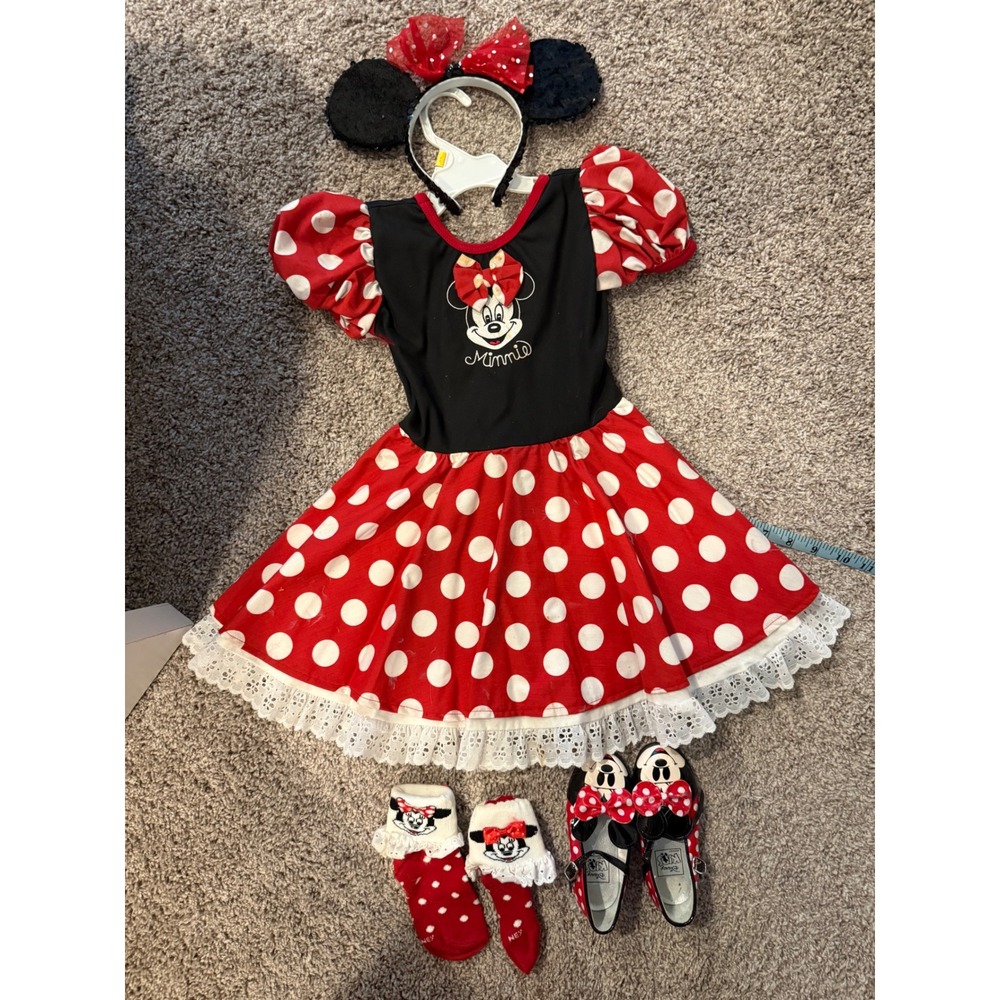 Walt Disney World Kids Minnie Mouse Costume Set Dress Shoes Ears Socks 2T 7